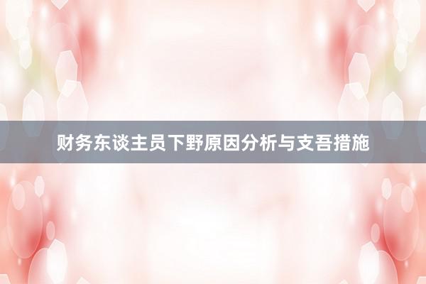 财务东谈主员下野原因分析与支吾措施